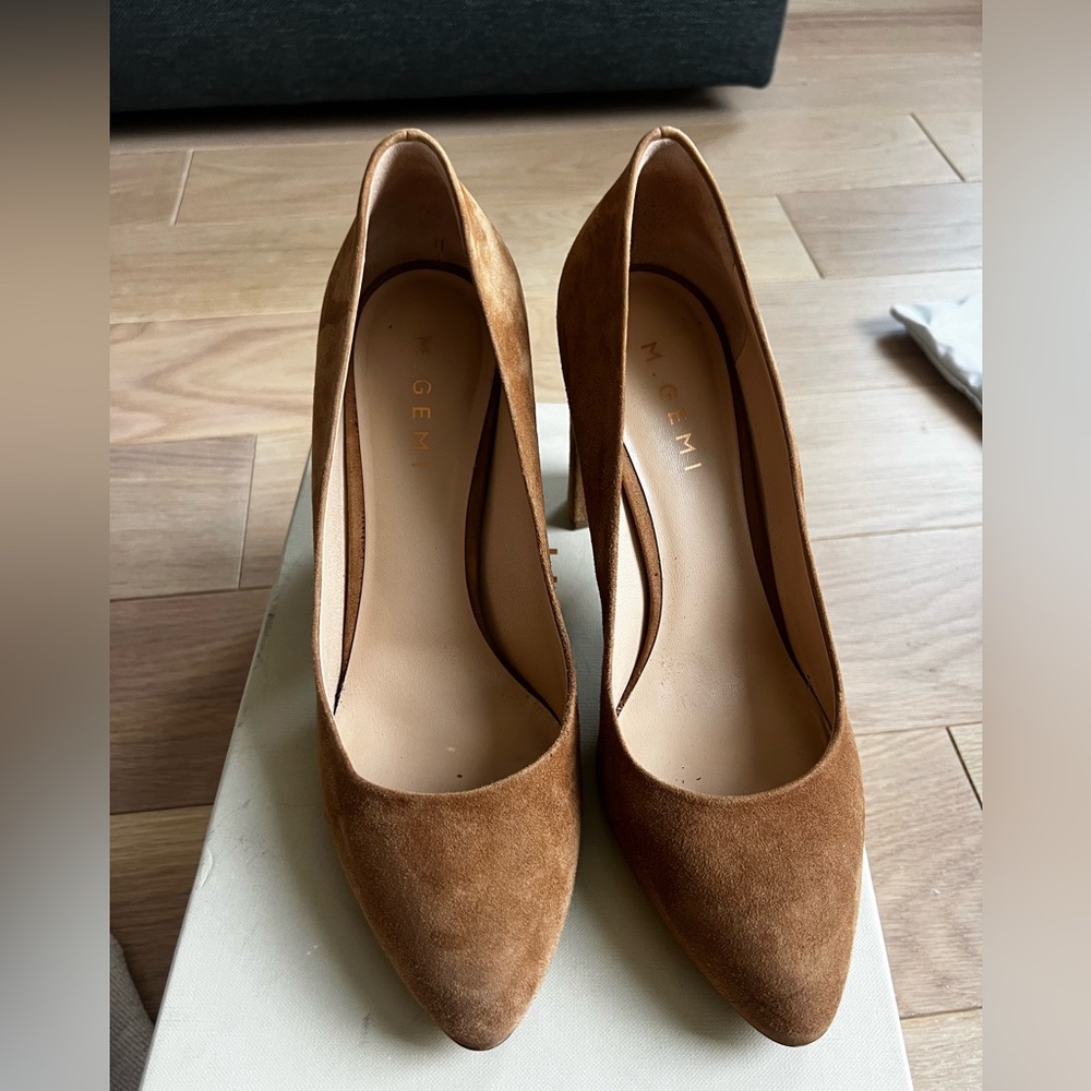 M.Gemi Block Heel Suede Mocha The Lustro 90mm